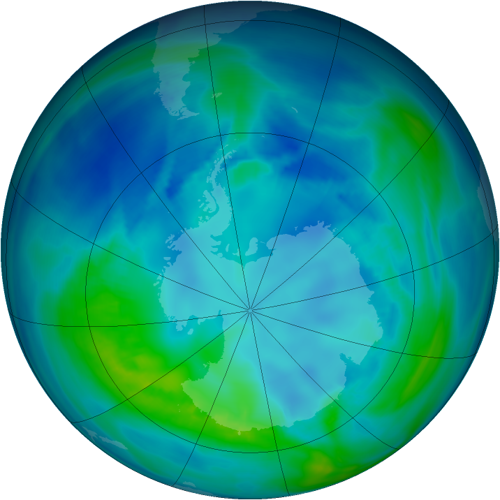 Antarctic ozone map for 24 April 2007